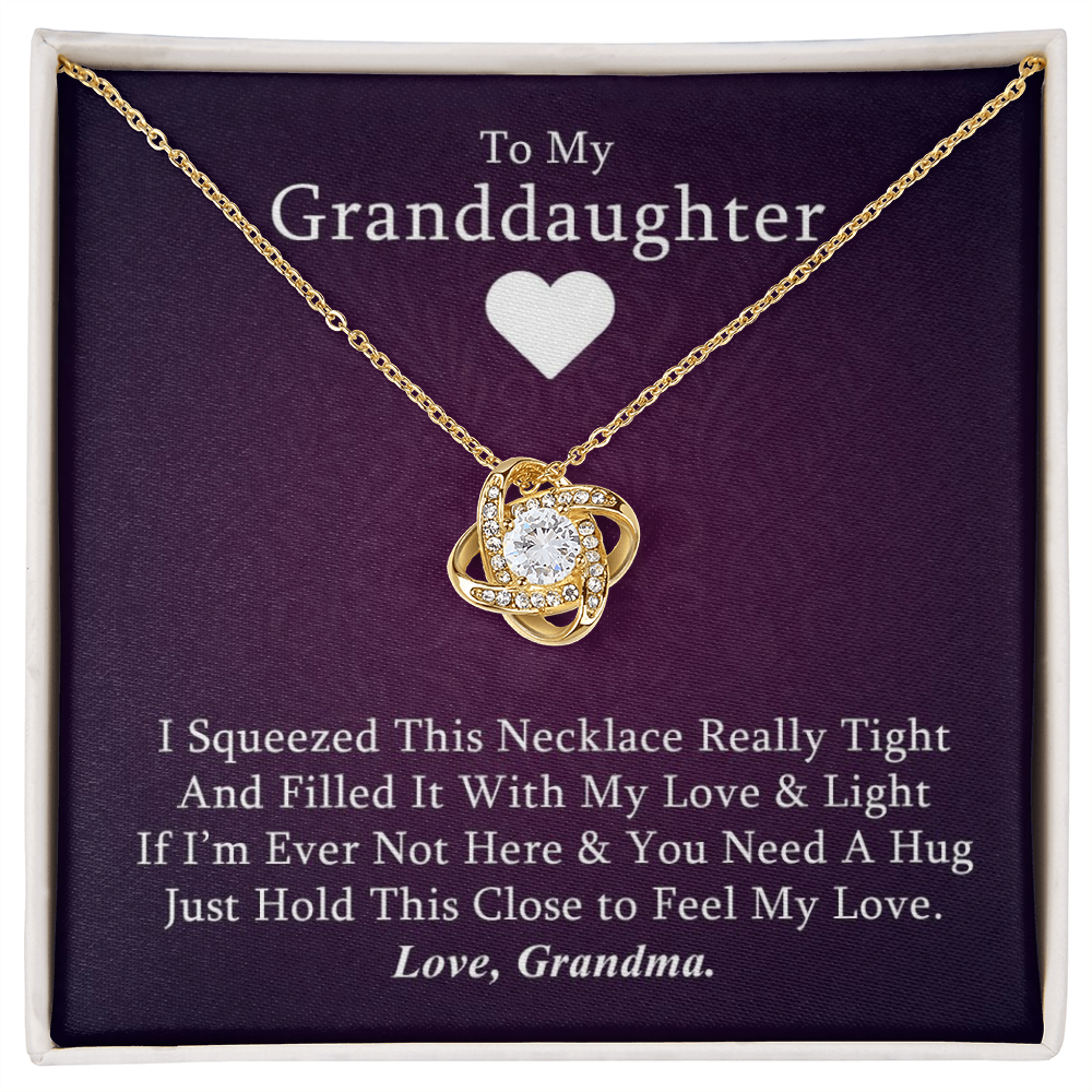 To My Granddaughter - Hold This Close - Gold and Stainless Steel Knot Necklace