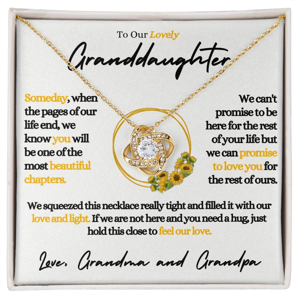 Granddaughter Necklace (Grandma and Grandpa), Beautiful Gold Necklace Keepsake for Grand Daughters