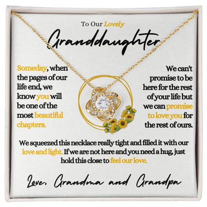 Granddaughter Necklace (Grandma and Grandpa), Beautiful Gold Necklace Keepsake for Grand Daughters
