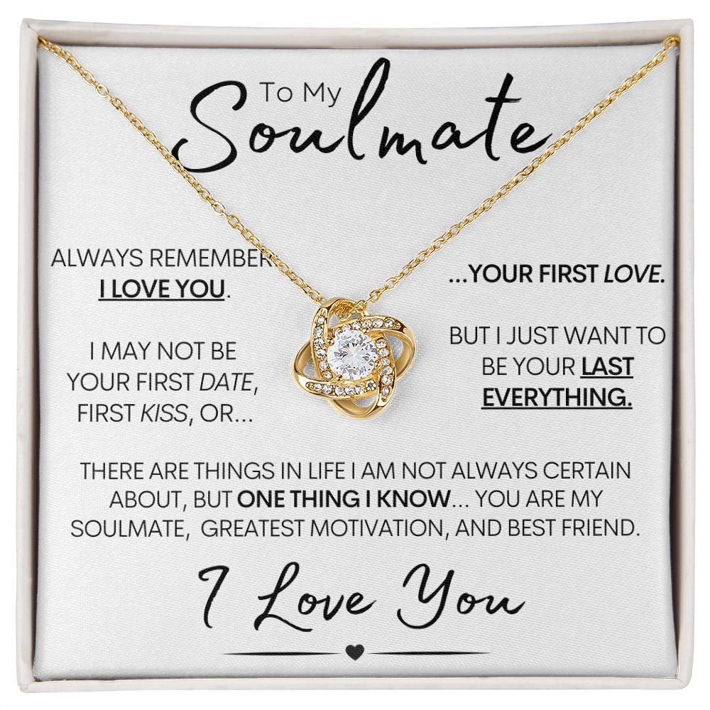 To My Soulmate - Always Remember I Love You - 14k White Gold Necklace and Poem Card