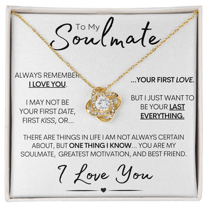 To My Soulmate - Always Remember I Love You - 14k White Gold Necklace and Poem Card