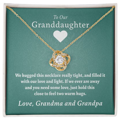 Our Granddaughter (From Grandma & Grandpa) - Two Warm Hugs Gold Necklace