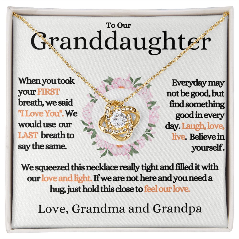 Our Granddaughter - (Love Grandma & Grandpa) | Stainless Steel and 14k Gold Necklace