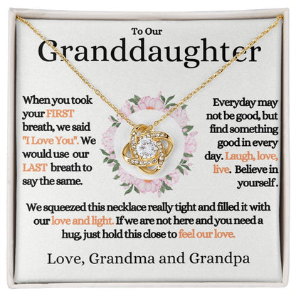 Our Granddaughter - (Love Grandma & Grandpa) | Stainless Steel and 14k Gold Necklace