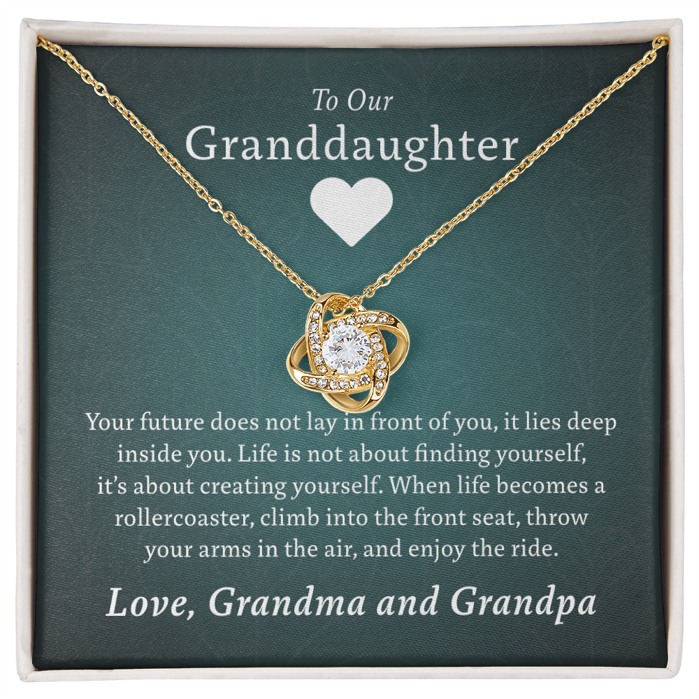 To Our Granddaughter (From Grandma & Grandpa)  | Gold and Stainless Steel Knot Necklace