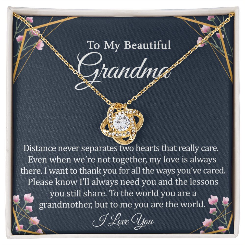 To My Beautiful Grandma - 14k Stainless Steel and Gold Necklace and Poem Card