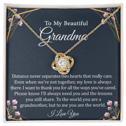 To My Beautiful Grandma - 14k Stainless Steel and Gold Necklace and Poem Card