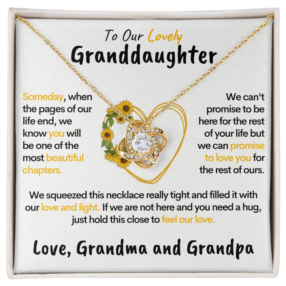 Lovely Granddaughter (Grandma & Grandpa)| 14k White Gold Family Knot Necklace