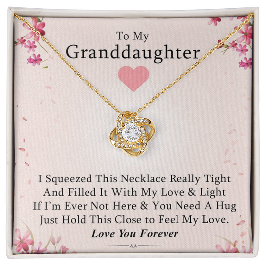 To My Granddaughter - Squeeze This Necklace - Gold and Stainless Steel Knot Necklace