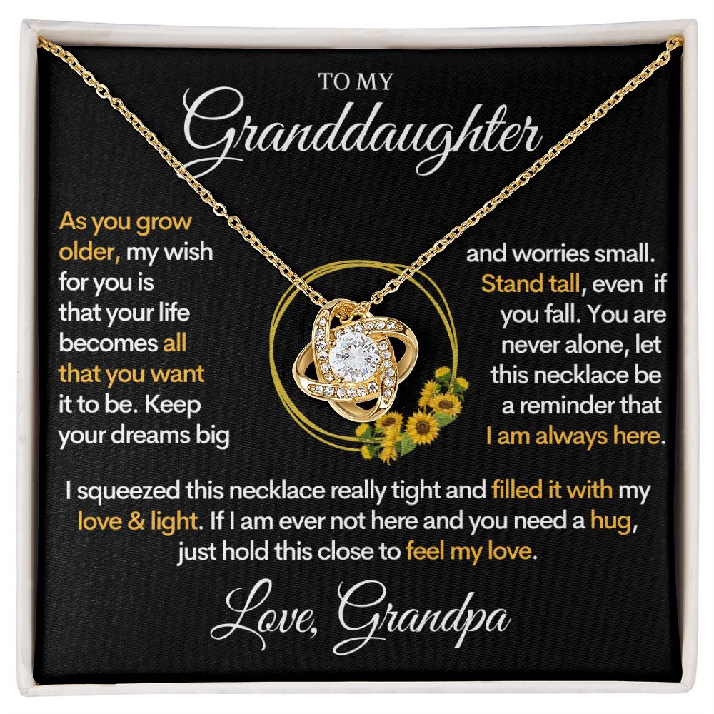 To My Granddaughter (Love, Grandpa) - I Am Always Here | Gold and Stainless Steel Grand Daughter Necklace
