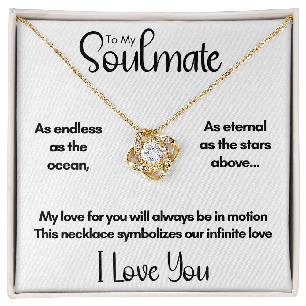 To My Soulmate - Endless As the Ocean | 14k White Gold Love Knot Necklace