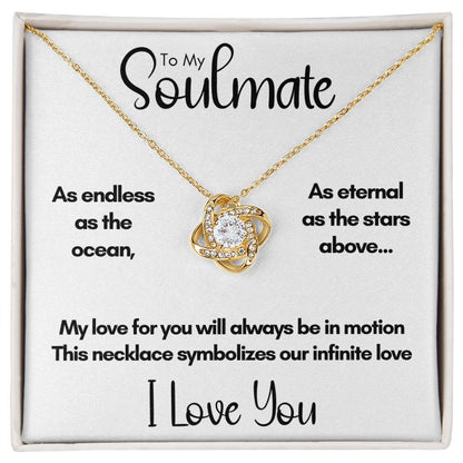 To My Soulmate - Endless As the Ocean | 14k White Gold Love Knot Necklace