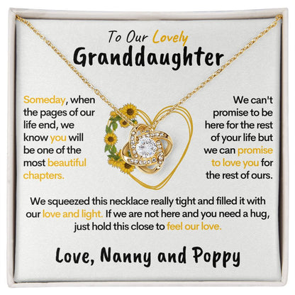 To Our Granddaughter (Love Nanny & Poppy) - Sunflower Heart Necklace 14k Gold Stainless Steel
