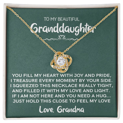 Beautiful Granddaughter - Joy and Pride | 14k White Gold Love Knot Necklace