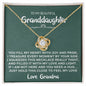 Beautiful Granddaughter - Joy and Pride | 14k White Gold Love Knot Necklace
