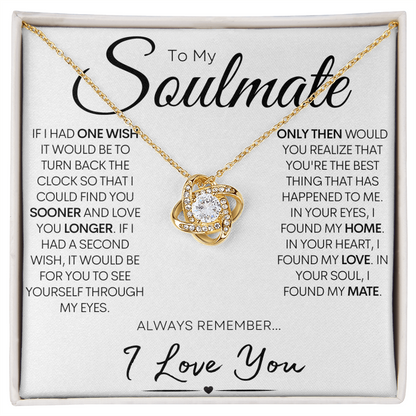 To My Soulmate - My One Wish, Gold and Stainless Steel Love Necklace