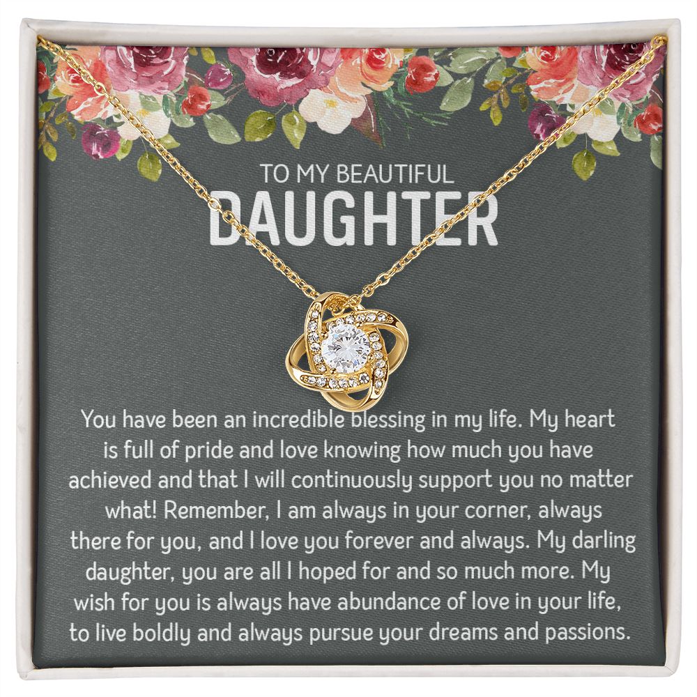 Beautiful Daughter - Blessings | 14k White Gold and Stainless Steel Necklace