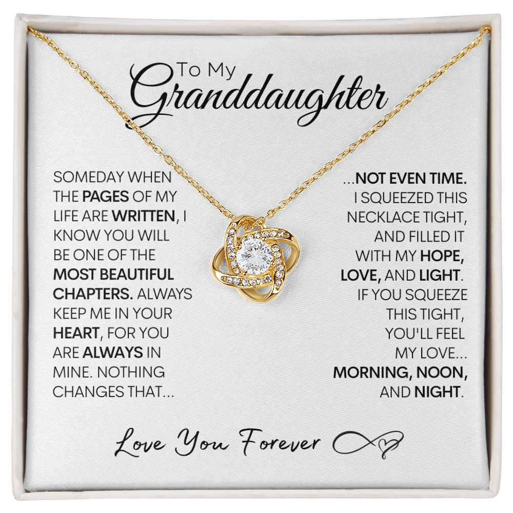 To My Granddaughter, Pages of My Life | Gold and Stainless Steel Necklace