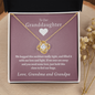 To Our Granddaughter (From Grandma & Grandpa) - Hugged This Tight Red  | Gold and Stainless Steel Knot Necklace