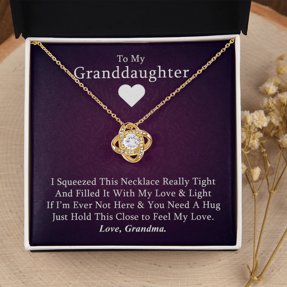 To My Granddaughter - Hold This Close - Gold and Stainless Steel Knot Necklace