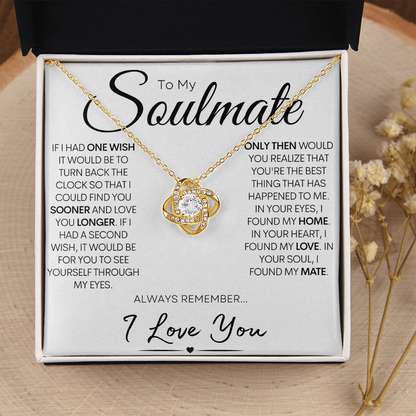 To My Soulmate - My One Wish, Gold and Stainless Steel Love Necklace