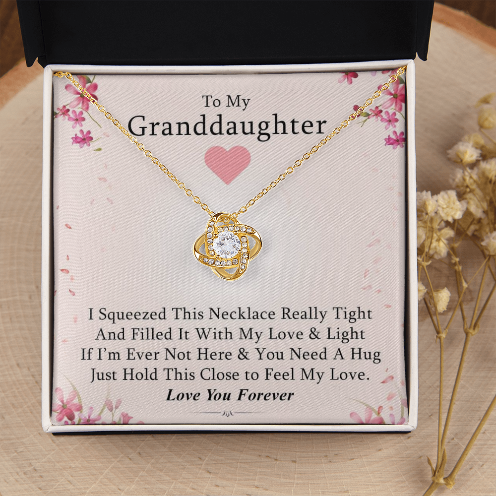 To My Granddaughter - Squeeze This Necklace - Gold and Stainless Steel Knot Necklace