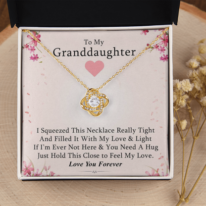To My Granddaughter - Squeeze This Necklace - Gold and Stainless Steel Knot Necklace