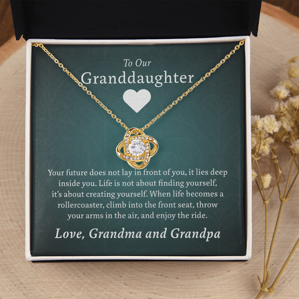 To Our Granddaughter (From Grandma & Grandpa)  | Gold and Stainless Steel Knot Necklace
