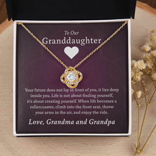 To Our Granddaughter (From Grandma & Grandpa)  | Gold and Stainless Steel Knot Necklace