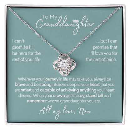 To My Granddaughter (All My Love, Nan) | 14k White Gold & Stainless Steel Necklace