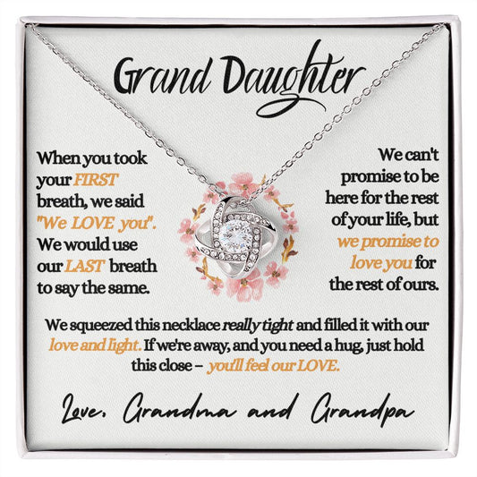 Grand Daughter - Feel Our Love (Grandma and Grandpa) | Beautiful 14k White Gold Necklace