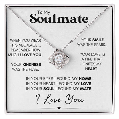 Soulmate Knot Necklace, Wife Anniversary Gift, Birthday, Valentine's Day Gift for Her - "Found My Soulmate"