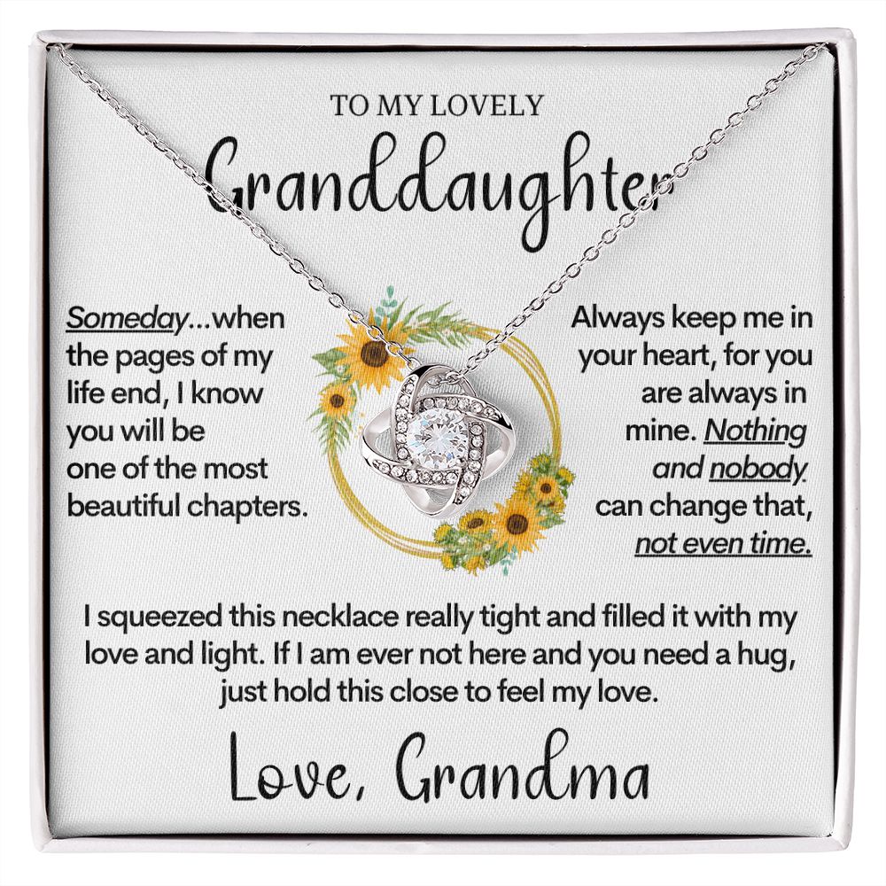 To My Granddaughter (Love, Grandma) | 14k White Gold and Stainless Steel Necklace