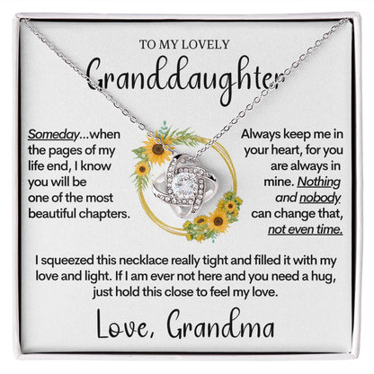 To My Granddaughter (Love, Grandma) | 14k White Gold and Stainless Steel Necklace