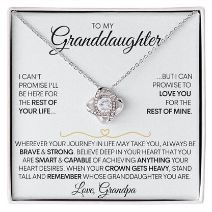 To My Granddaughter Necklace (Love Grandpa), Be Brave Stainless Steel and Gold Necklace