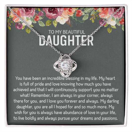 Beautiful Daughter - Blessings | 14k White Gold and Stainless Steel Necklace