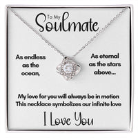 To My Soulmate - Endless As the Ocean | 14k White Gold Love Knot Necklace