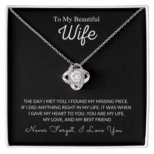 Wife Anniversary Necklace with Poem Card, Birthday Custom Necklace, 14k White Gold Stainless Steel 14K White Gold Finish Standard Box