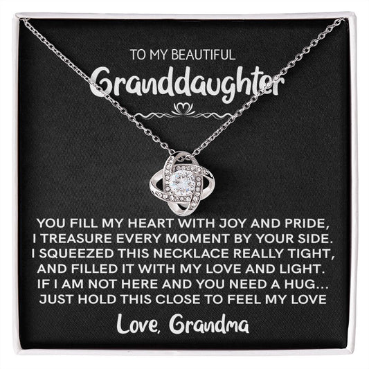 Beautiful Granddaughter (Love, Grandma) - Joy & Pride | 14k White Gold Necklace