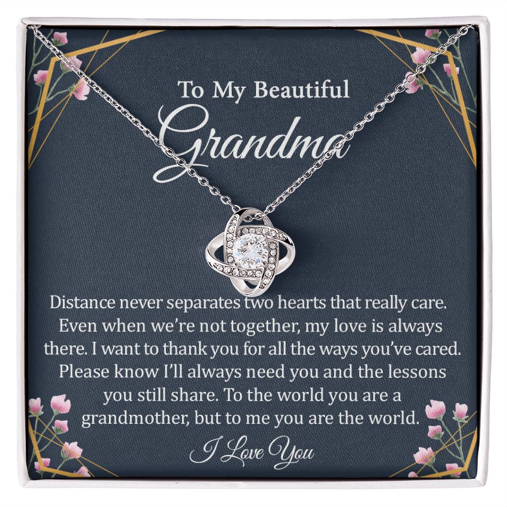 To My Beautiful Grandma - 14k Stainless Steel and Gold Necklace and Poem Card