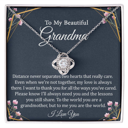 To My Beautiful Grandma - 14k Stainless Steel and Gold Necklace and Poem Card