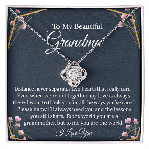 To My Beautiful Grandma - 14k Stainless Steel and Gold Necklace and Poem Card 14K White Gold Finish Standard Box