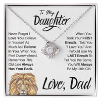 To My Daughter (Love, Dad) Old Lion Has Your Back, Beautiful Gold Knot Necklace