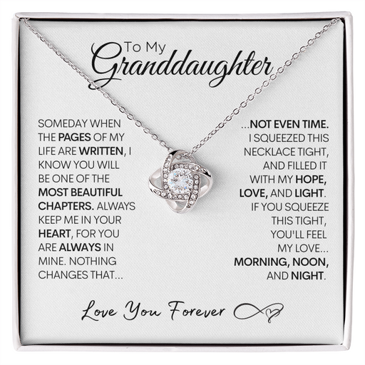 To My Granddaughter, Pages of My Life | Gold and Stainless Steel Necklace 14K White Gold Finish Standard Box
