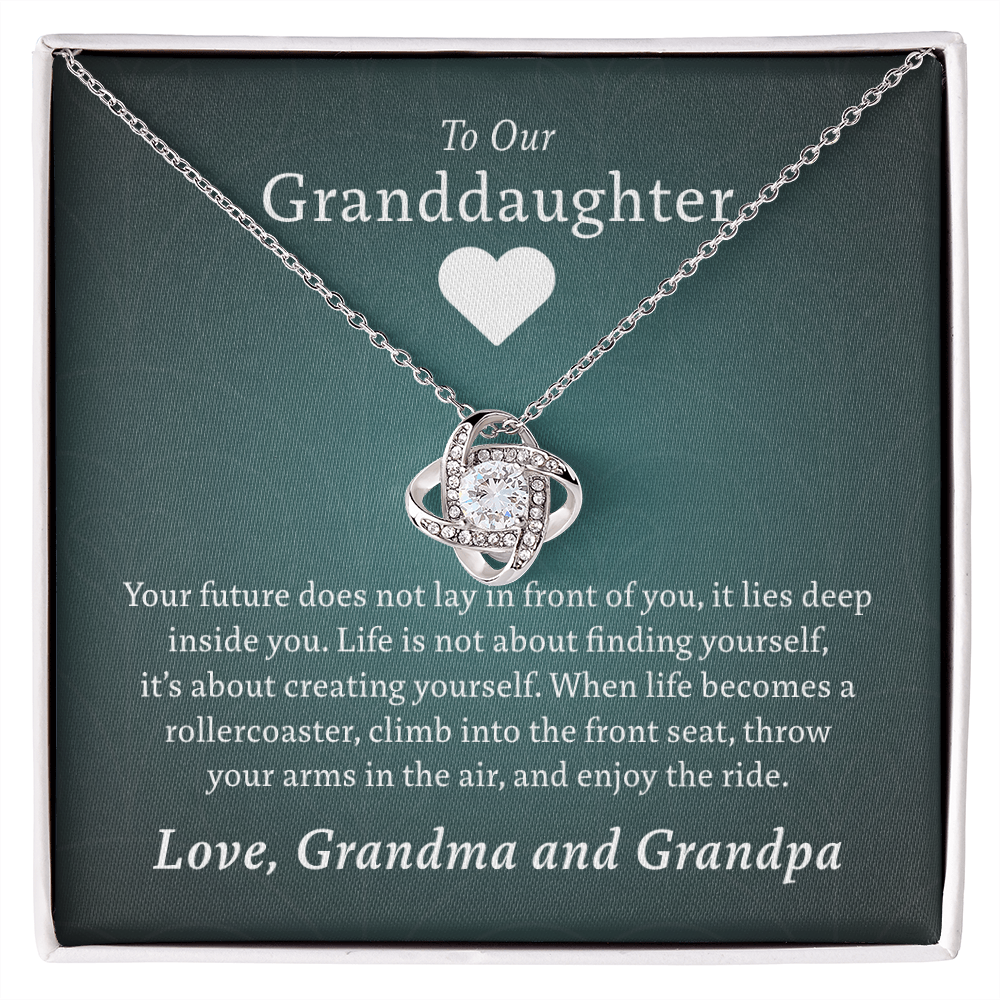 To Our Granddaughter (From Grandma & Grandpa)  | Gold and Stainless Steel Knot Necklace