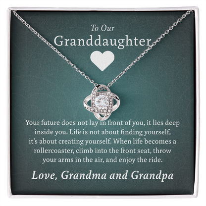 To Our Granddaughter (From Grandma & Grandpa)  | Gold and Stainless Steel Knot Necklace