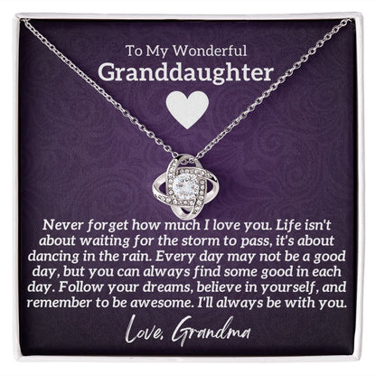 Wonderful Granddaughter Gift, From Grandma, Graduation or Birthday Present, 14k White Gold Necklace