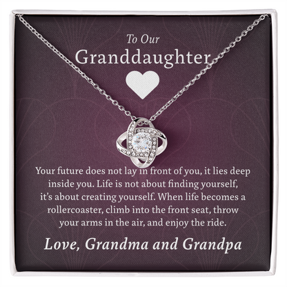 To Our Granddaughter (From Grandma & Grandpa)  | Gold and Stainless Steel Knot Necklace