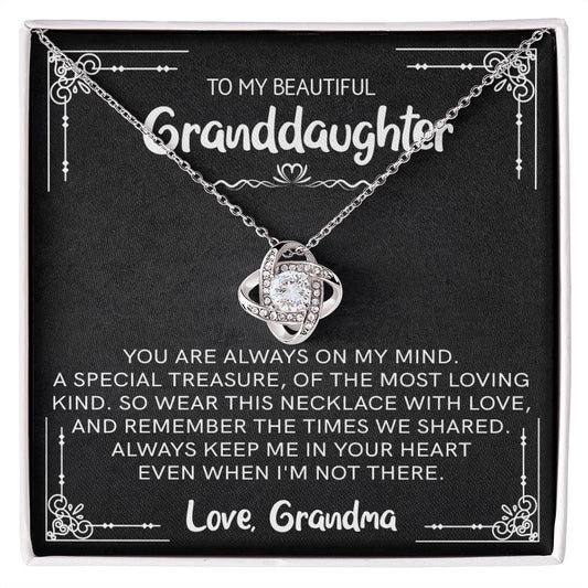 Beautiful Granddaughter - Special Treasure | 14k White Gold Necklace With Message Card and Box