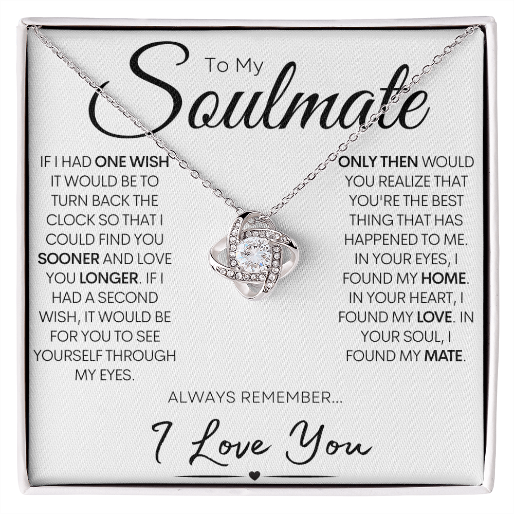 To My Soulmate - My One Wish, Gold and Stainless Steel Love Necklace